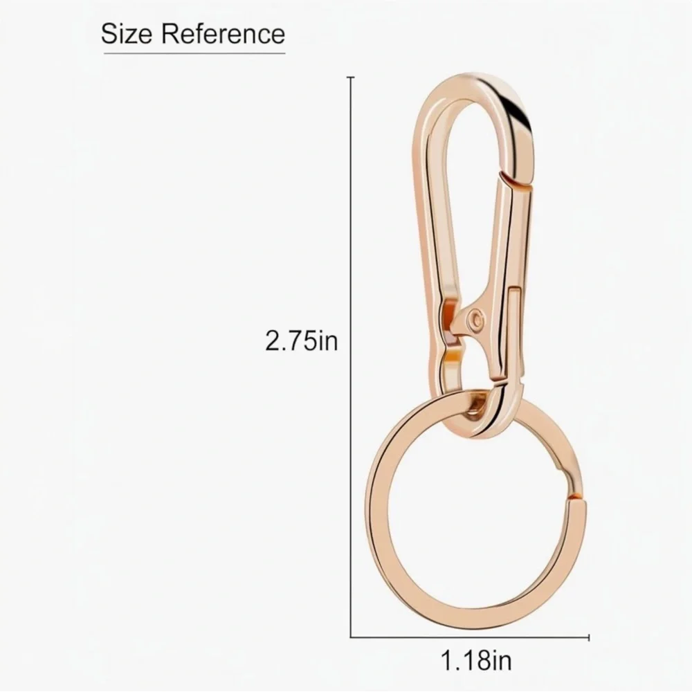 NEW 3-Pack Metal Key Chain Ring Clip Holder Silver, Rose Gold & Black